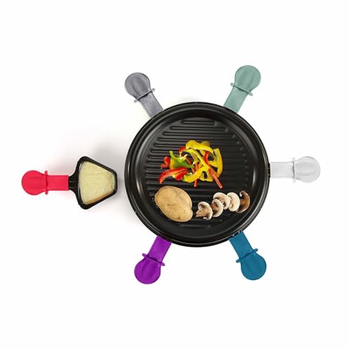 Appareil à raclette 6 personnes + 6 caquelons de couleur + 6 spatules - 800W DOC207