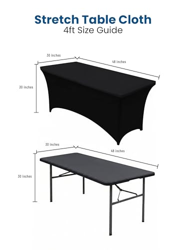 Image of Utopia Kitchen Spandex Tablecloth 2 Pack [4FT, Black] Tight, Fitted, Washable and Wrinkle Resistant Stretch Table Cloth Rectangle Cover for Trade Show, Weddings & Parties [48Lx30Wx30H Inch]