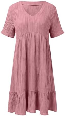 Retro V-Neck Women's Clothing, Retro V-Neck Women's Dress, Pleated Tiered Dress for Women, Summer Dresses