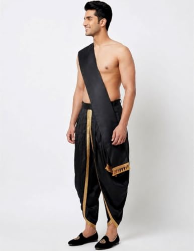 Image of BookMyCostume Indian Traditional Costume for Kids | Ramayana Dress for Boys | Black Dhoti with Patka Dussehra Dress | Mythology Fancy Dress Costume for School Annual Day Performance | Adult M