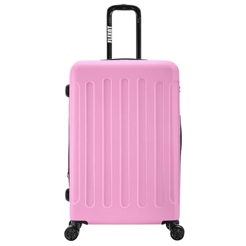 Flexot® F-3045 | Koffer mit V-Erweiterung | Alu-Teleskopgriff | 360° Räder leise rollend | Reisekoffer | Trolley | Aufgabegepäck | Rollkoffer | (Rosa, XL, großer Koffer)