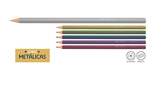 CIS CRIATIC Lápis de Cor Sextavado 3mm c/ 06 Cores Metalicas, Sertic, 60.0400, Multicor