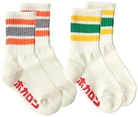 （01:30時点） [ホカロン] 靴下 キッズ ラインソックス パイル 15-20cm 2足セット イエロー オレンジ