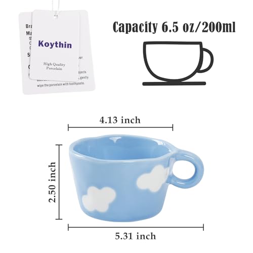 Taza de cerámica Koythin 200 ml azul diseño pintado a mano miniatura 2