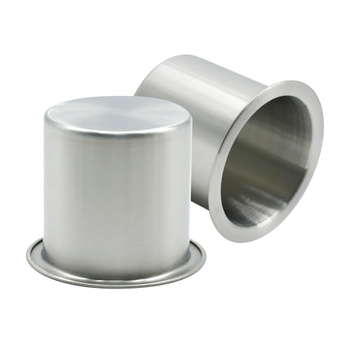 Anxingo 2 Pcs Stainless Steel Cup Holder Silver Poker Table Drink Holder Drop-in Cup Drink Holder for Yacht Boats RV Cars and Trucks