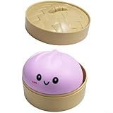 Aprilsunnyzone Juguete creativo suave Dim Sum con vaporizador divertido juguete sensorial para aliviar el estrés (morado)