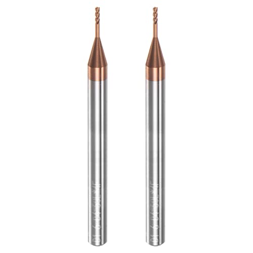 Image of HARFINGTON 2pcs Square Nose End Mill 4mm Shank 1mm x 6mm AlTiSin Coated Solid Carbide Long Reach Extended Neck 4 Flutes CNC Router Bit Milling Cutter for Stainless Steel Hardened Steel