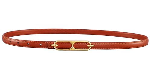 Womens Designer Belt for Jeans Dress, Ladies Fashion Skinny Belt with Gold Buckle