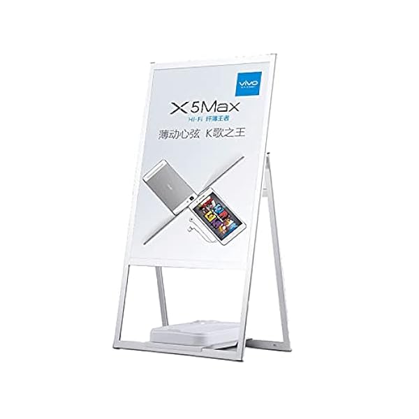 A-Frame Sidewalk Sign Menu Board 80 * 120cm,Heavy Duty Hoogte Verstelbaar 20-130cm Vloer Poster Display Stands,Bestrating Promotie Sign,Alleen een Frame wit