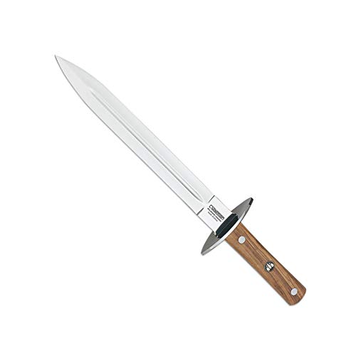 Cudeman Cuchillo 113-L hoja de acero inox ACX-380 de 24 cm empuñadura de asta de ciervo de 13 cm para caza, pesca, supervivencia y bushcraft + Portabotellas regalo