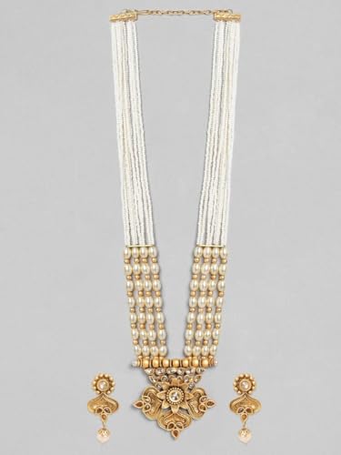 Image of Rubans Long Necklace Set Gold Plated Traditional Stylish Multicolour Jewellery Gift for Women & Girls