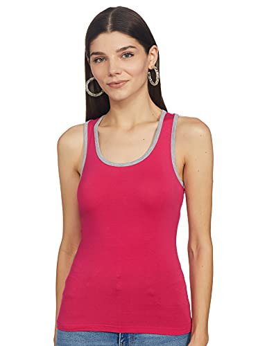 Image of Longies Women's Racer Back Regular Tank Top (LWRTPO3V001 Rani,Grey Milange & Mustard S)