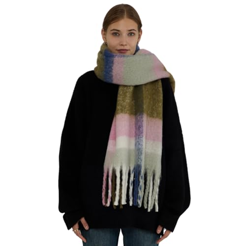 SUNDSGT Womens Scarf Winter Colorful Checked Blanket Long Thick Warm Scarfs for Women Cold Weather2