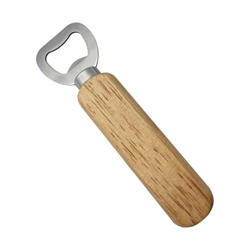 Bottle Opener, Stainless Steel & Wood, Wine & Beer Cap Opener, 14 x 2.8 cm (Brown 1pcs)