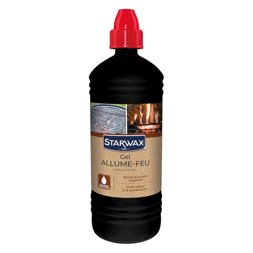 STARWAX - Gel Allume feu pour Barbecue et cheminée - sans Odeur à la Combustion - Alcool Végétal - Contient du Bitrex - sans altération de la saveur - Allumage Facile - 850ml
