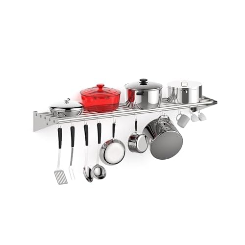 Stainless Steel Shelf, NSF Commercial Shelf Wall Mounted, Wall Shelf Floating Shelving for Restaurant, Kitchen, Home, Hotel, 24 x 12 Inches Pipe Surfa