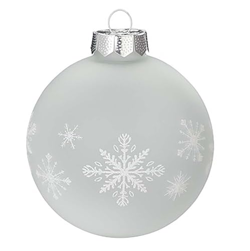 Inge Glas Weihnachtskugel verziert | Schmuckkugel einzeln mit Motiv | 8cm Christbaumkugel aus Glas (transparent matt mit Sternen)