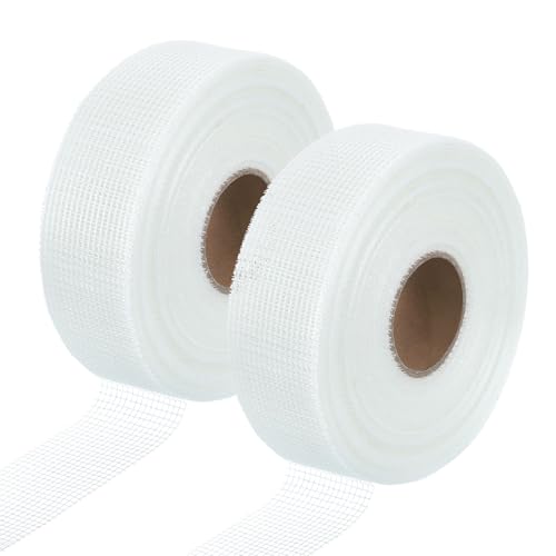 QUARKZMAN 2 Rollos De Cinta Para Juntas De Drywall, 2' x 295Ft, Tela Para Parchear Grietas En Paredes Y Techos De Sheetrock, Reparación Y Refuerzo De Grietas, Blanco