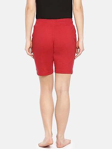 Image of Macrowoman Women's Comfort Shorts in Cotton Poly Fabric with Low-Waist Fit, Elastic Waistband, and Front Pockets, Ideal Women's Shorts for Loungewear and Casual Wear, Shanghai Red, XL, Pack of 1