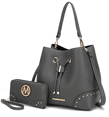 Image of MKF Collection Women's Bucket Bag With Wristlet Wallet, Vegan Leather Hobo Bag Handbag Set Crossbody Bag by Mia K