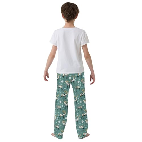 ZZXXB Moose Geometry Print Boys Long Pants Soft Trousers Elastic Waist Kids Lounge Bottoms with Pockets S-XL3