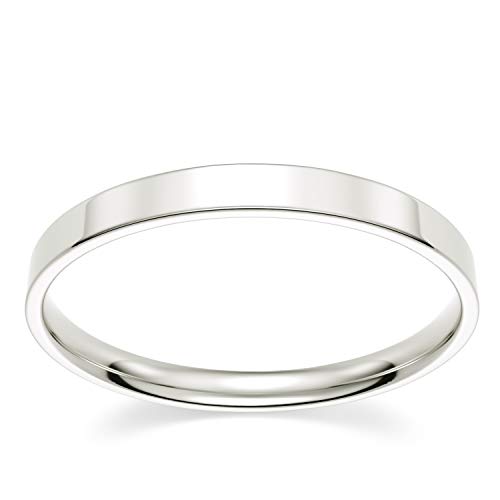 14k White Gold 2mm Light Comfort Fit Flat Wedding Band
