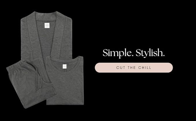 K E L O R Women’s 3 Piece Pajama Set – Soft Bamboo Viscose Loungewear, Premium Lounge Set for Women, Lightweight PJs with Robe4