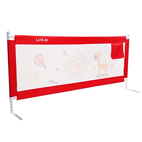 Image of LuvLap Alloy Steel Bed Rail Guard for Baby /Kids Safety, 180cm x 72 cm(6ft x 2.3ft), Portable & Foldable, Baby Safety Essential, Adjustable Height, fits All Bed Sizes (Red - Without Print)