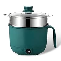 Elektrischer Hot Pot, 1,3l Elektrischer Kochtopf, Hot Pot Ramen Cooker Mit Dampfgarer Aus Edelstahl, Antihaftbeschichteter Hot Pot Elektrisch Für Suppe/Ramen/Pasta/Haferflocken/Ei, 600w, 220v, Grün