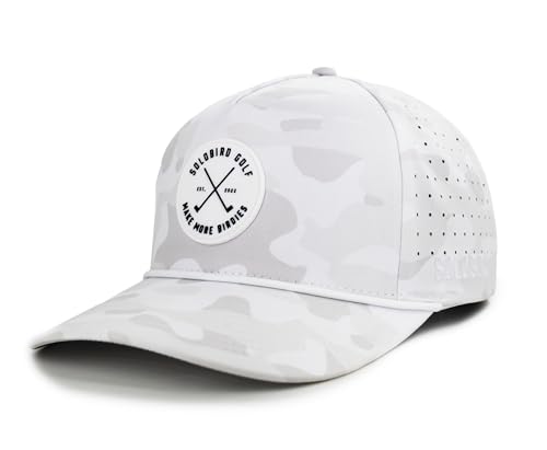 Golf Hat for Men - Golf Snapback - Fun Hat for Golfing - Rope Golf Hat for Men and Women - Make More Birdies (US Alpha Medium Large White Camo)