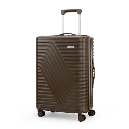 Image of American Tourister Travix | Check-in Trolley Bag (67 cm) | 360 8 Wheel Travel Luggage | Hard Case Polycarbonate Suitcase | Recessed Combination Lock | Coffee