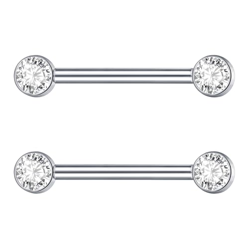 Aumeo 14G G23 Titanium Internally Threaded Nipple Rings Gold Nipple Piercing Jewelry for Women