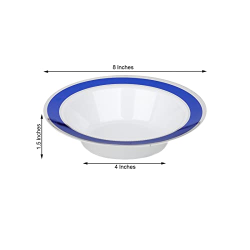 Efavormart 10 Pack | 12 Oz Cobalt Blue With Silver Rim Round Disposable Soup Bowl For Catered Events Weddings Parties Banquets #TOP6