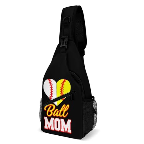 Funny Ball Mom Softball Baseball Sling Backpack Multipurpose Crossbody Shoulder Bag Printed Chest Bag Travel Hiking Daypack, 38x20cm, style