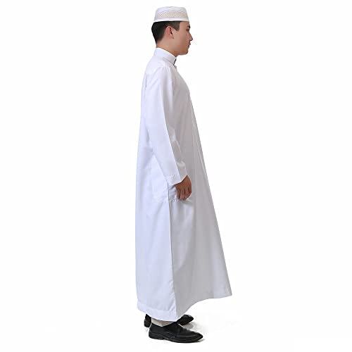Men Muslim Robes Dubai Kaftan Jubba Thobe Islamic Arabic Prayer Eid Gown Middle East Long Sleeves Mandarin Neck Gown2