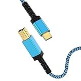 USB-Cプリンターケーブル USB 2.0データ転送 b to c usbプリンターケーブル 金メッキコネクタ 高耐久性 エプソン印刷コード Hp/Canon/Brother/Dell/Epsonなどのファックス機、コピー機に対応(ブルー)1.8M