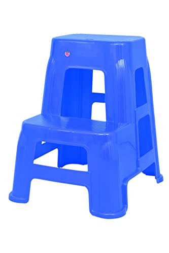 Image of Prima Plastic Durable Moulded Plastic Step Stool Non-Slip for Home & Garden with high Load Capacity. (Set of 1, Blue)