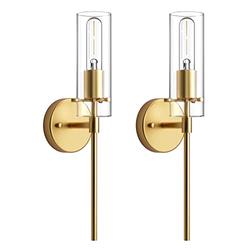 Gold Modern Wall Sconce Wall Lighting Bathroom Light Fixture Mid Century Wall Sconce Set of 2 Hallway Wall Sconces with Clear Glass Shade Vintage Wall Lighting for Hallway Bedroom Bathroom Gold Modern Wall Sconce Wall Lighting Bathroom Light Fixture Mid Century Wall Sconce Set of 2 Hallway Wall Sconces with Clear Glass Shade Vintage Wall Lighting for Hallway Bedroom Bathroom