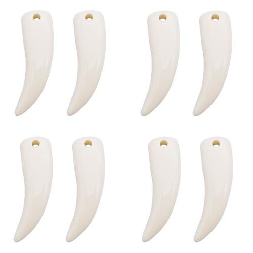 yaokan 40PCS Artifical Wolf Teeth Charms Resin Wolf Fangs Pendant Jewelry Necklace Bracelet Earrings DIY Making Accessories (Style A 40x10mm)