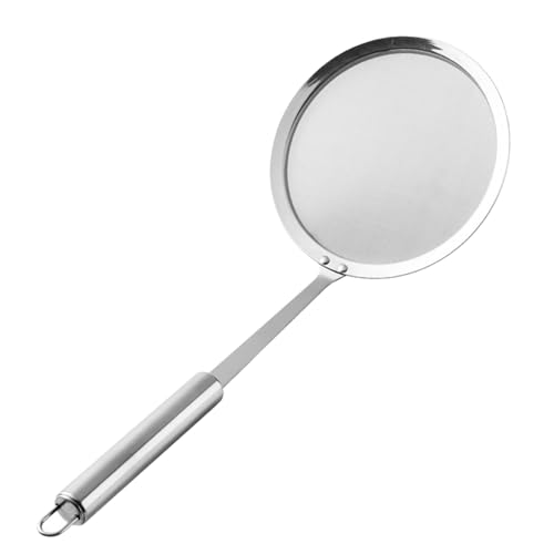 Qyljeiwred Cuchara para desnatar, colador de cocina de acero inoxidable, cucharón de malla fina, resistente al óxido, para desnatar grasa, espuma, fideos, té, caldo, sopa, jugos