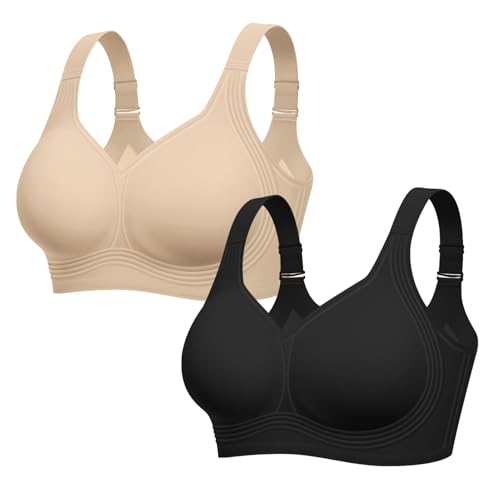 Image of LetsJoli Bras for Women Supportive Wireless Push Up Bra Full Coverage No Underwire Seamless Plus Size for Older Women