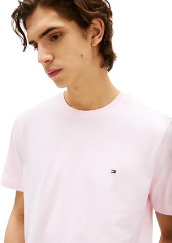 Tommy Hilfiger Herren T-Shirt Kurzarm Seasonal Solid Tee mit Rundhalsausschnitt, Rosa (Light Pink), M – Ansicht 4