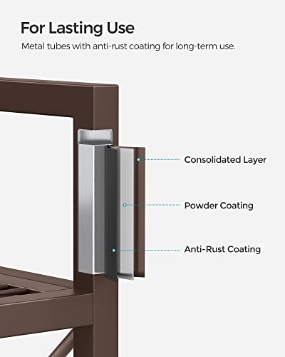 Image of SONGMICS 3-Tier Metal Storage Rack with Wheels, Mesh Shelving Unit with X Side Frames, 23.6-Inch Width, for Entryway, Kitchen, Living Room, Bathroom, Industrial Style, Metallic Bronze UBSC163A01