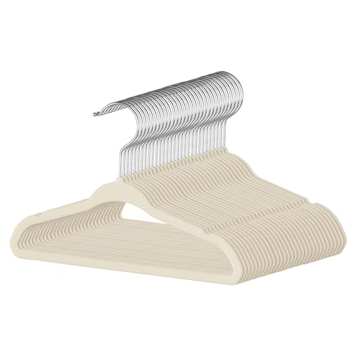 Image of InfiniPower 30 Pack Kids Velvet Hangers, 11 Inch Baby Hangers with Non-Slip Design for Toddler Closet, Infant Clothes, Coats & Skirts, White