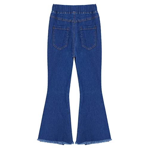 FEESHOW Little Girls Mid Waist Denim Jeans Bell Bottoms Toddler Kids Ruffle Flare Pants Leggings Trousers4