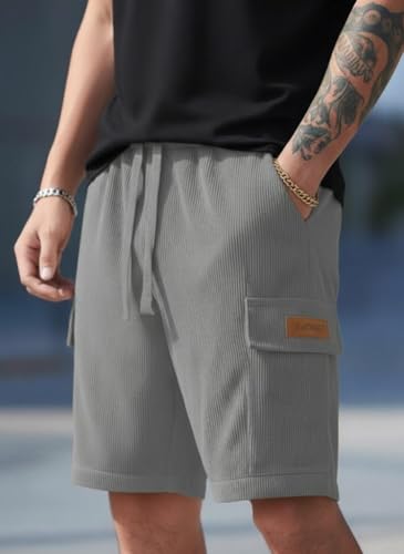 Image of SMOWKLY Authentics Classic Men's Polycotton Ribbed Cargo Stretch Shorts |Half Pant with Drawstring & 4 Pockets | Lightweight & Quick Dry | Men Shorts Casual |Summer Shorts Pant for Men
