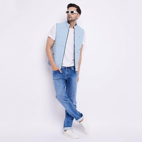 Image of Duke Men's Polyester Stardust Sleeveless Reversible Jacket (SDZ3054 Sky Blue XL), Standard Length
