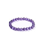 JNGTKL Amethyst Crystal Bracelet, 8mm Purple Women's Gemstone Strand Bracelet