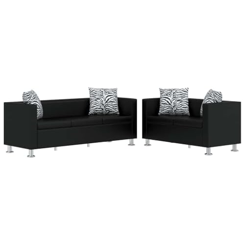 vidaXL Sofa Set 3-Sitzer 2-Sitzer Kunstledersofa Loungesofa Couch Kissen...