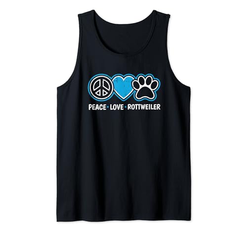 Peace Love Rottweiler Dog Lover Puppy Rottie Dueño Mascota Camiseta sin Mangas